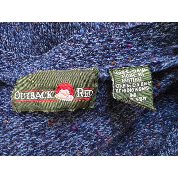 Vintage Outback Red Blue Speckled Cardigan Sweater M Wool Blend - Picture 5 of 7